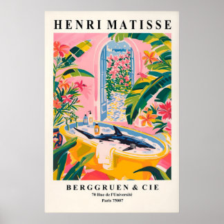 Poster Tubarão na Banheira Arte Impressa Banheiro Tropica