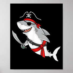 Poster Tubarão Pirata Menino Pequeno Funny Kids Halloween
