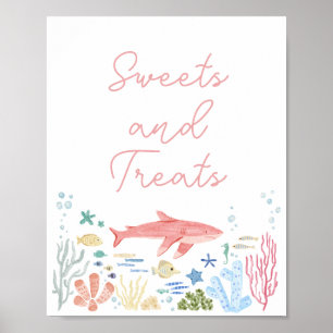 Poster Tubarão Sob Os Doces De Chá de fraldas Do Mar