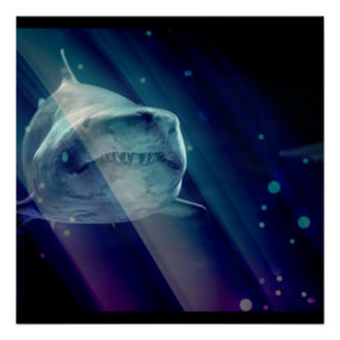 Póster Tubarão Submarino Místico