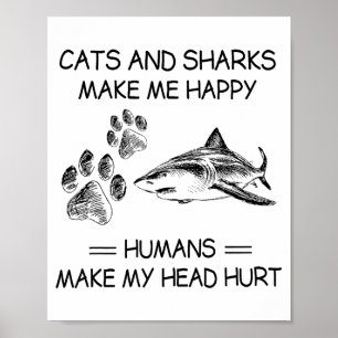 Poster Tubarões Engraçados E Cães Me Fazem Feliz Humanos