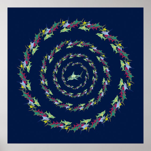 Póster tubarões mandala (Frente)