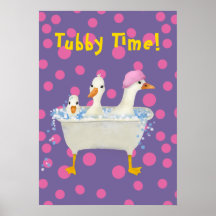Tubby Time Três Patos na Banheira Aquarela 