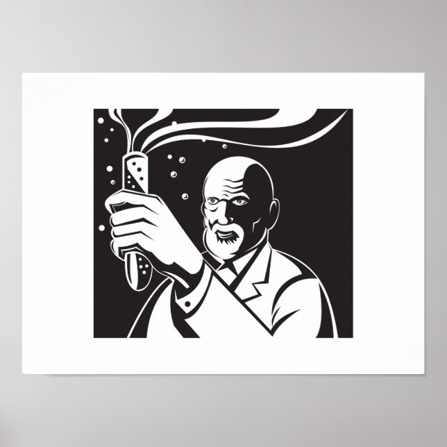 Póster Tubo de Teste de Cientista Louco (Frente)