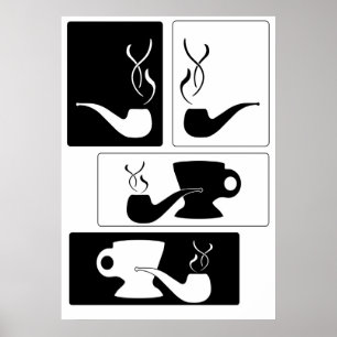 Poster Tubo e xícara de fumante de silhueta
