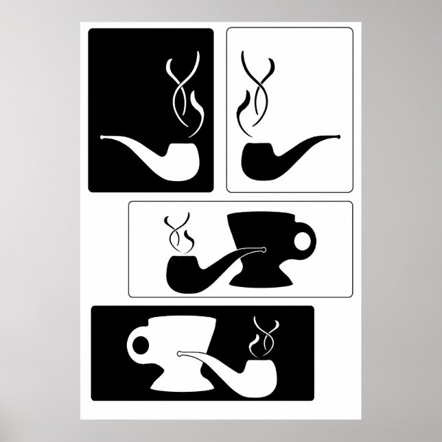 Poster Tubo e xícara de fumante de silhueta (Frente)