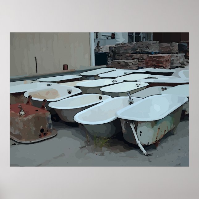 Póster Tubos de Banho de Pé de Altura Antiga (Frente)