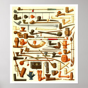 Póster Tubulações africanas e instrumentos de fumo