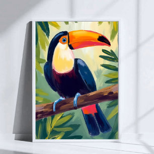 Poster Tucano Ave Tropical Colorida Aquarela