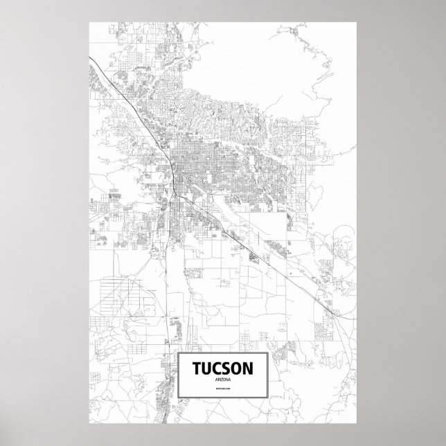 Póster Tucson, Arizona (preto sobre branco) (Frente)