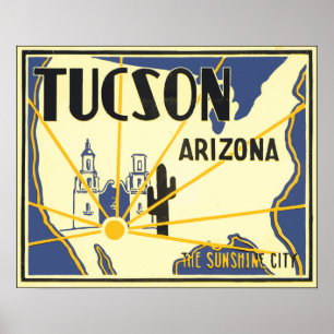 Poster Tucson Arizona The Sunshine City, Vintage