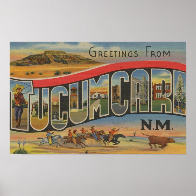 Póster Tucumcari, Novo México - Cenas com Letras Grandes (Frente)