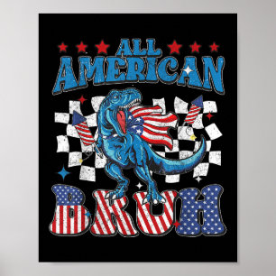 Poster Tudo Americano Bruh Dinossauro T-rex Patriótico 4