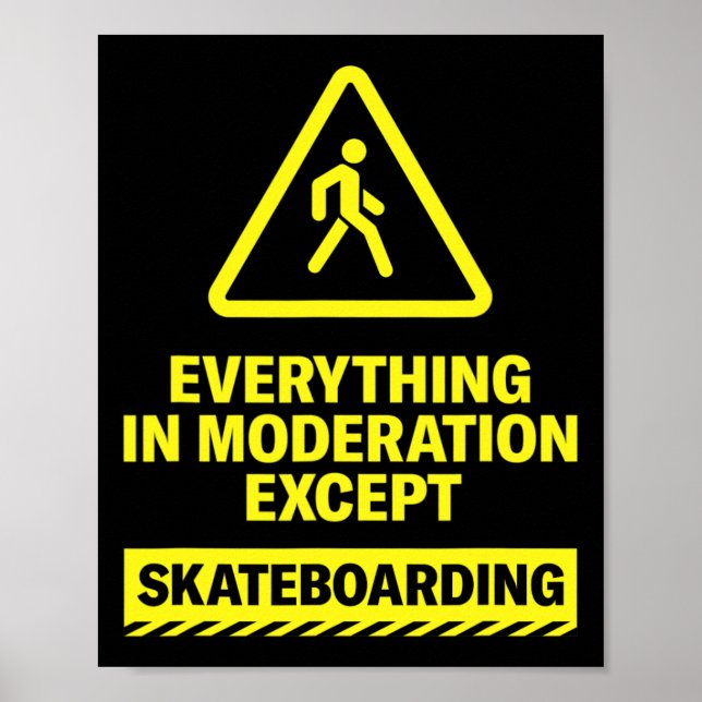 Poster Tudo Com Moderação Exceto Esportes De Skate (Frente)