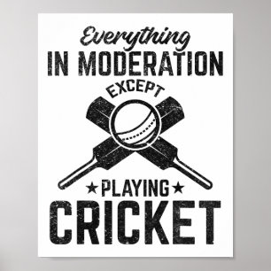 Poster Tudo Com Moderação Exceto Jogar Críquete 
