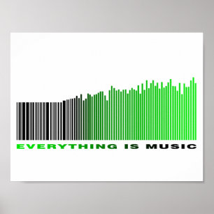 Póster Tudo é música Citação Código de barras verde Equal