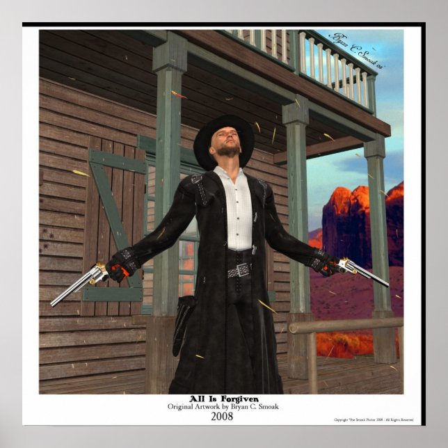 Poster "Tudo é perdoado" Outlaw Gunslinger Arte Original (Frente)