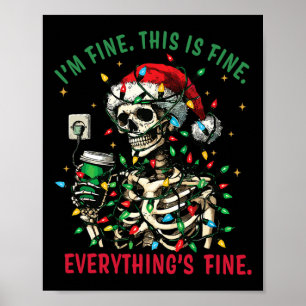 Poster Tudo Está Bem Luzes de Natal Xmas Esqueleto