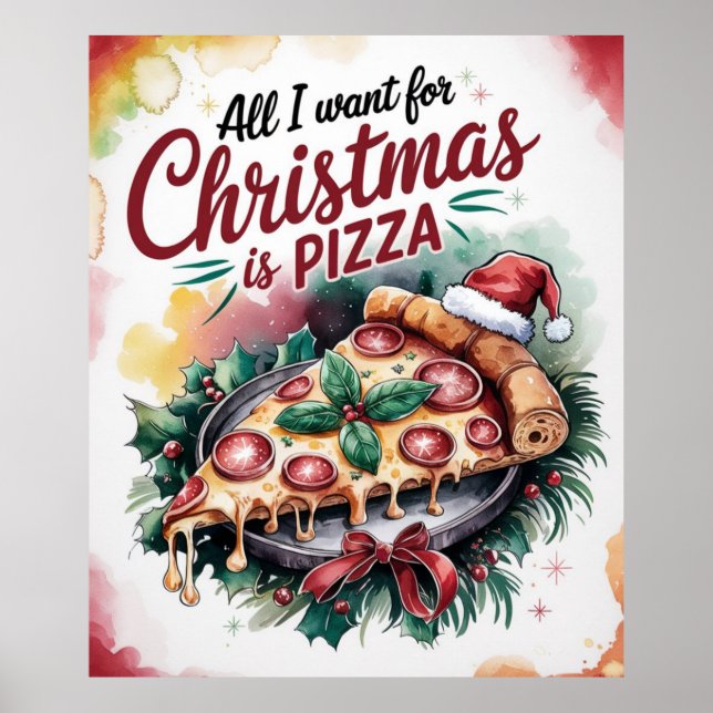 Poster Tudo o que quero no Natal é Pizza (Frente)