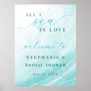 Poster Tudo o que Vejo é Amor Praia do Oceano Azul Bridal
