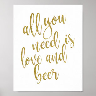Poster Tudo o que você precisa é amor e cerveja Sinal Dou