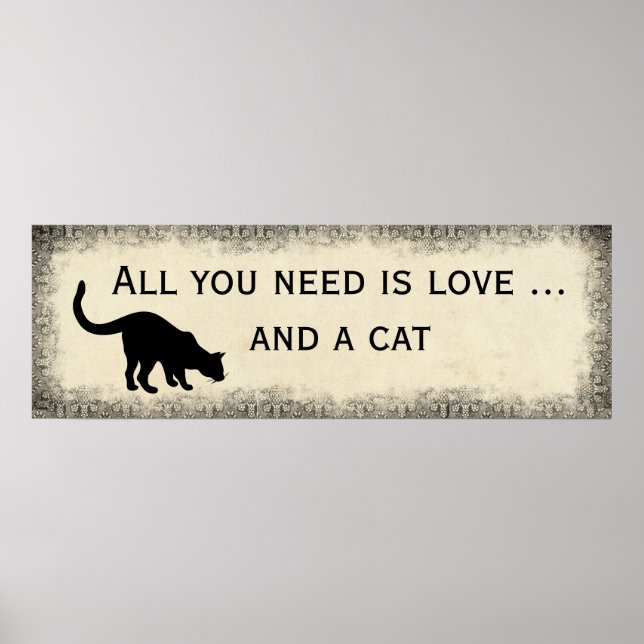 Poster Tudo o que você precisa é amor e estilo Cat Vintag (Frente)