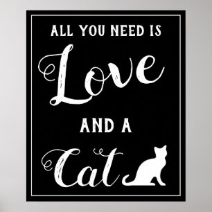 Poster Tudo o que você precisa é amor e um gato quadro-ne