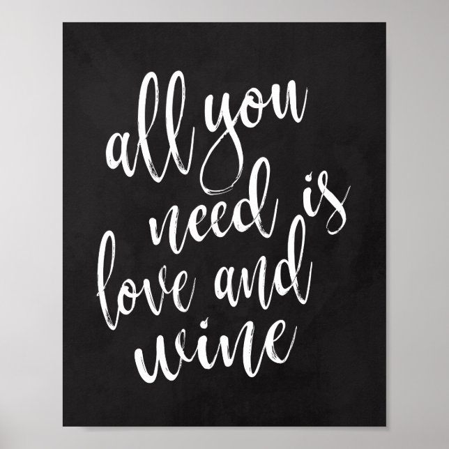 Poster Tudo o que você precisa é amor e vinho placa de gi (Frente)