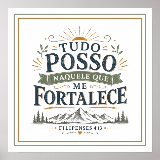 Poster Tudo Posso Naquele Que Me Fortalece Versículo (Frente)