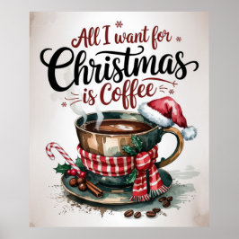 Poster Tudo que Eu Quero no Natal é Café