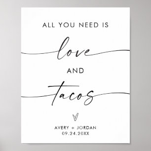 Poster Tudo Que Precisa É De Amor E Tacos Sinal De Comida