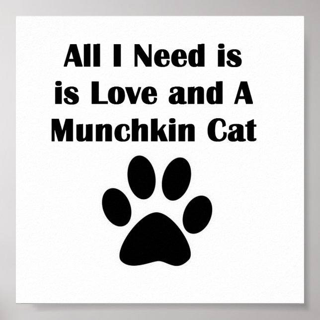 Póster Tudo que preciso é amor e um gato Munchkin (Frente)