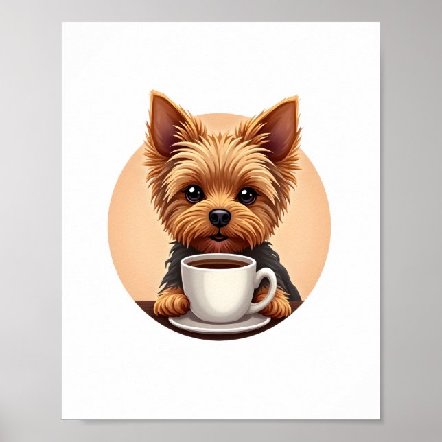 Poster Tudo que preciso é café e meu Yorkie (Frente)