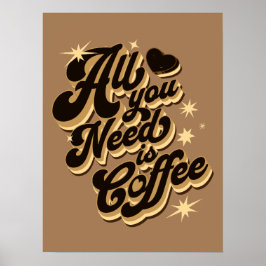 Poster Tudo que você precisa é café, aspas