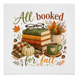 Póster Tudo reservado para o outono Livros Café Cozy Outo