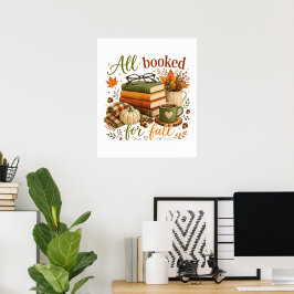 Poster Tudo reservado para o outono Livros Café Cozy Outo