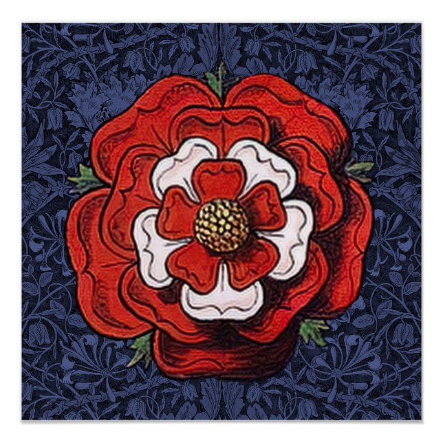 Póster Tudor Rosa Vermelho e Branco (Frente)
