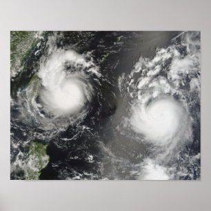 Poster Tufão Saomai e tempestade tropical Bopha
