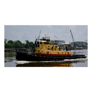 Póster Tugboat a trabalhar no rio