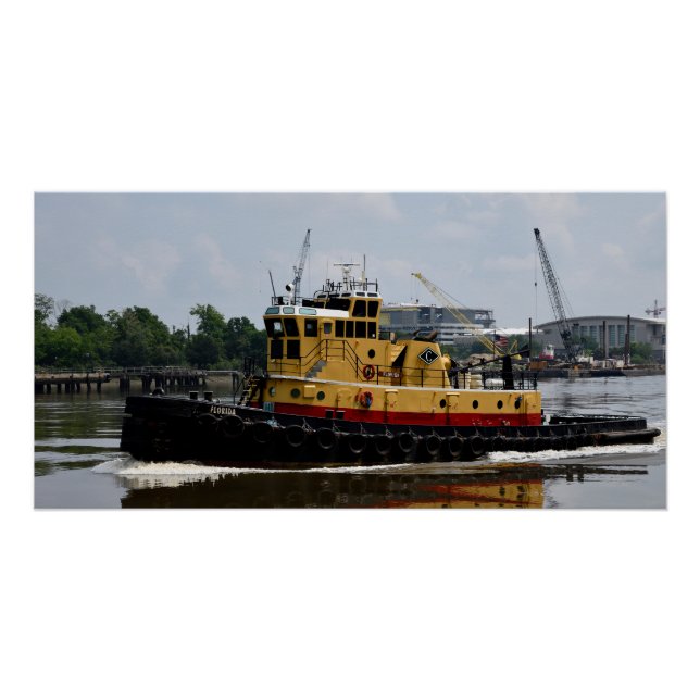 Póster Tugboat a trabalhar no rio (Frente)