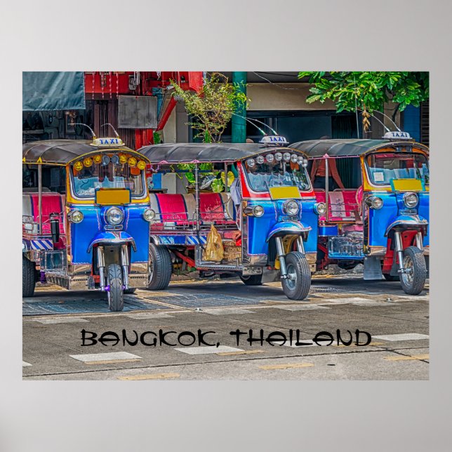 Poster Tuk tuks, Bangkok, Tailândia (Frente)