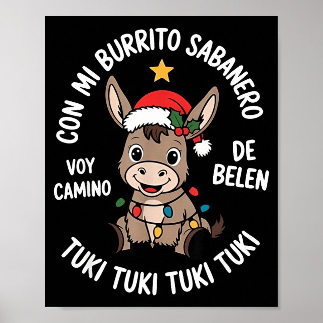 Poster Tuki Tuki Santa Hat Spanish Mexican Christmas Swea (Frente)