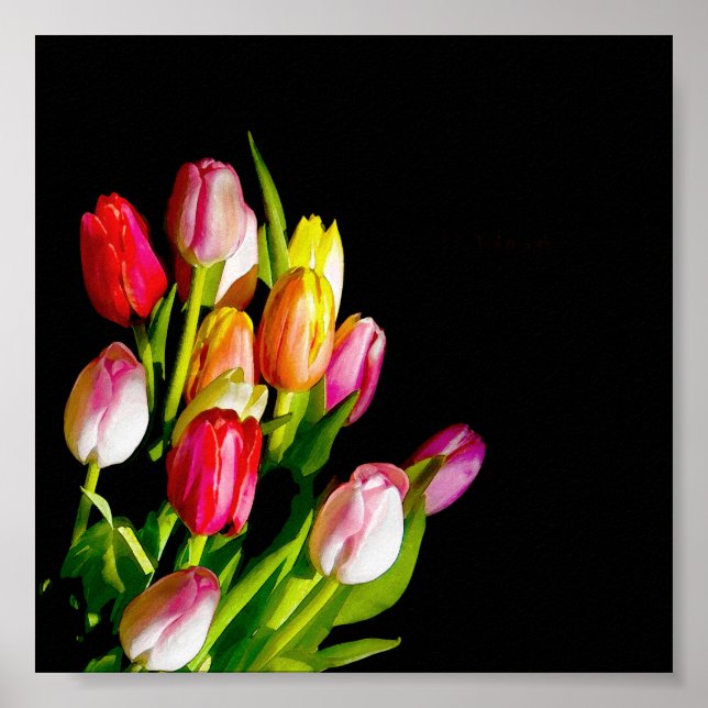 Poster Tulip Painting - Arte Flor Original (Frente)