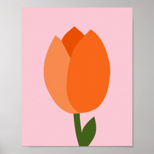Poster Tulip Pastel Cor-De-Rosa E Laranja