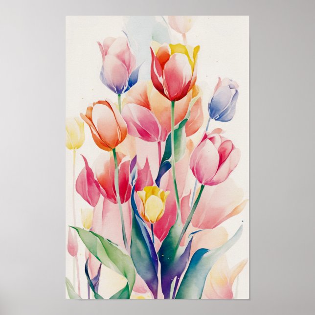 Poster Tulipas coloridas (Frente)