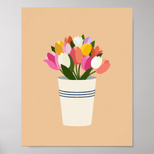 Poster Tulipas Coloridas Num Vaso