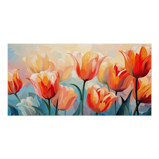 Póster Tulipas de Aquarela (Frente)