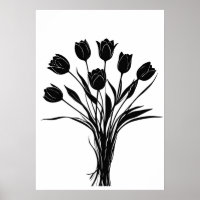 Tulipas de flores pretas e brancas