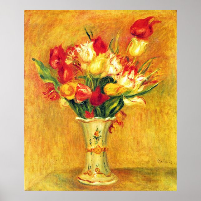 Poster Tulipas de Pierre Renoir, Impressionismo Vintage A (Frente)