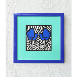 Poster Tulipas de Pop de Arte Elétrica Azul